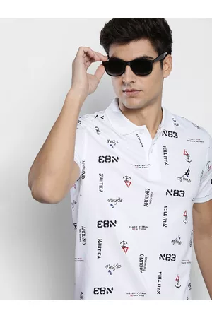 Nautica Men Typography Printed Polo Collar Pure Cotton T-shirt