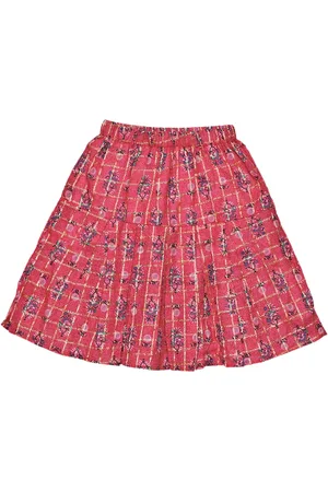 Sweet Angel Girls Woven Designed Floral Printed Pure Cotton A-Line Skirt