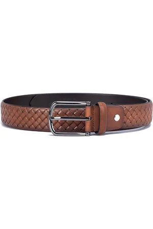 ROSSO BRUNELLO Men Woven Design Leather Formal Belt