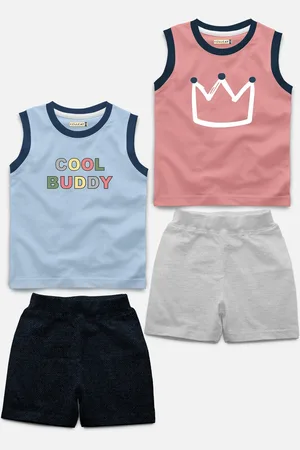 HELLCAT Kids Pack Of 2 Printed T-shirt with Shorts