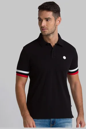 Parx Men Black Polo Collar T-shirt