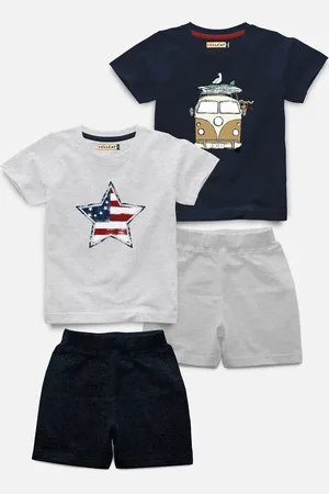 HELLCAT Kids Pack Of 2 Printed T-shirt with Shorts