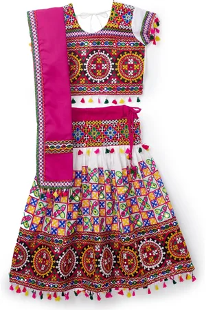Banjara Girls Kutchi Embroidered Cotton Ready to Wear Lehenga & Blouse With Dupatta