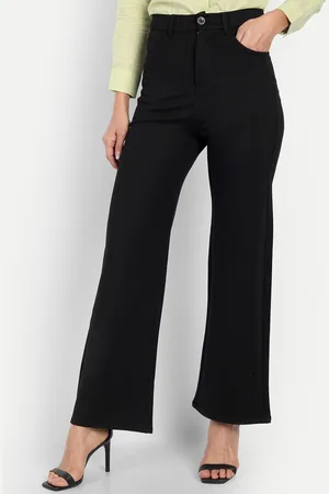 Broadstar Women Wide Leg Loose Fit High Rise Stretchable Parallel Trousers
