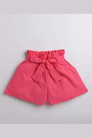 AWW HUNNIE Girls Loose Fit High-Rise Cotton Cambric Shorts