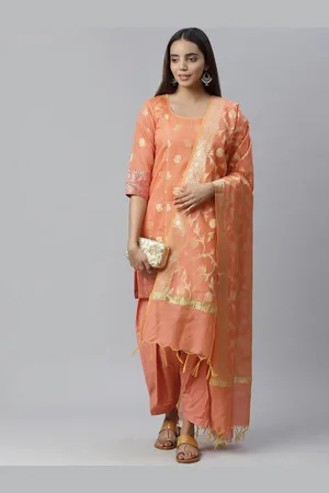 Chhabra 555 Banarasi Woven-design Kurta With Salwar & Dupatta