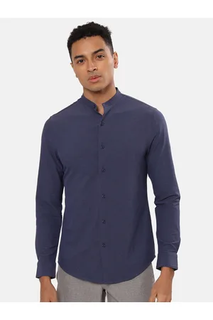 Cult Men Slim Fit Band Collar Solid Shirt