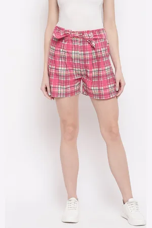 Mayra Women Mid-Rise Checked Shorts