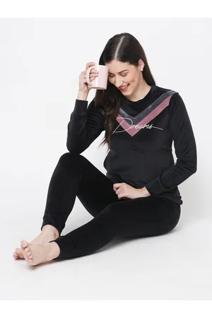Sweet Dreams Women Black Solid Tracksuit