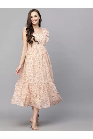 Aayu Floral Printed Georgette Fit And Flare Midi Dress