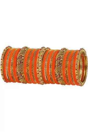 NMII Set of 46 Metal and Zircon or Beads Ball Chain Velvet Bangles