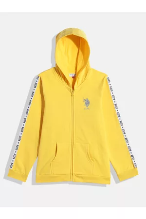 Ralph Lauren Girls Yellow Brand Logo Embroidered Hooded Sweatshirt