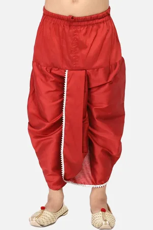 TABARD Boys Maroon Solid Cotton Dhotis