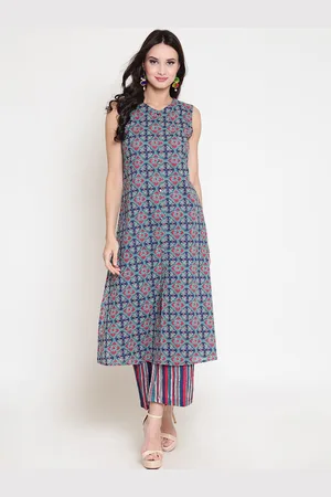 Sera Ethnic Motifs Printed V-Neck A-line Cotton Kurta