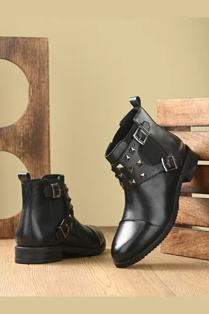 DressBerry Women Embellished Monk Straps Boots