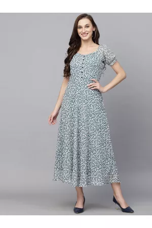 Aayu Floral Printed Georgette Fit & Flare Midi Dress