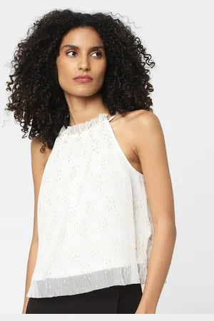 ONLY Self Design Halter Neck A-Line Top