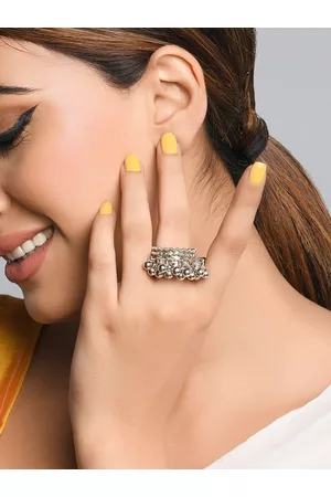 Fida Women Silver-Plated Oxidised Ring