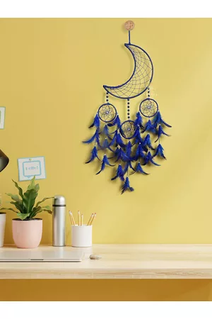 DULI Blue Crescent Moon Dream Catcher Hanging with 4 Rings