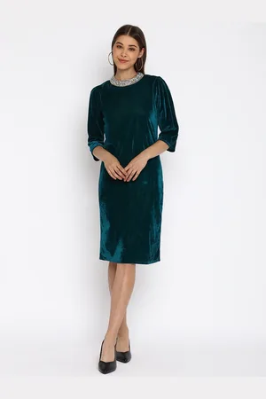 Mayra Round Neck Embellished A-Line Dress