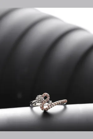 Priyaasi Rose Gold-Toned Silver-Plated AD-Studded Handcrafted Finger Ring