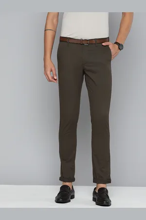 Indian Terrain Men Brooklyn Slim Fit Formal Trousers with a Belt