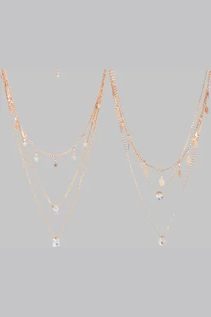 Kord Store Set of 2 Rose Gold-Plated CZ-Studded Pendant With Chain