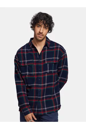 The Souled Store Men Checked Pure Cotton Oversized Casual Shirt