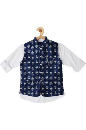 CAVIO Boys Printed Nehru Jacket With Shirt