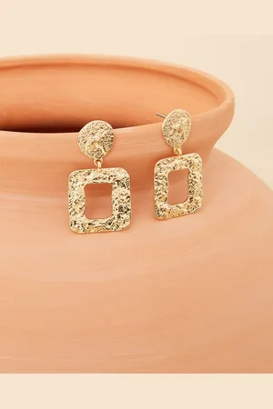 Accessorize Gold-Toned Square Drop Earrings