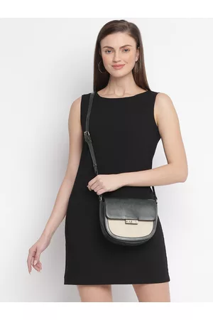 KLEIO PU Jute Canvas Saddle Sling Bag