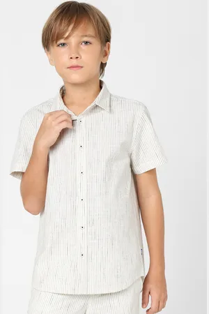 JACK & JONES Boys White Floral Striped Casual Shirt
