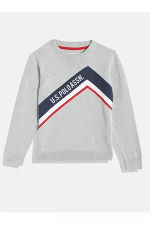 Ralph Lauren Boys Grey Brand Logo Print Pure Cotton Pullover