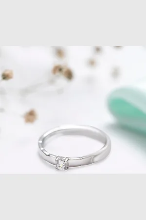 Zavya Men Sterling Silver Rhodium-Plated CZ Studded Finger Ring