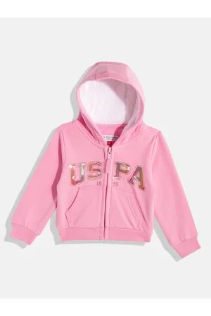 Ralph Lauren Girls Pink Brand Logo Printed Hooded Sweatshirt