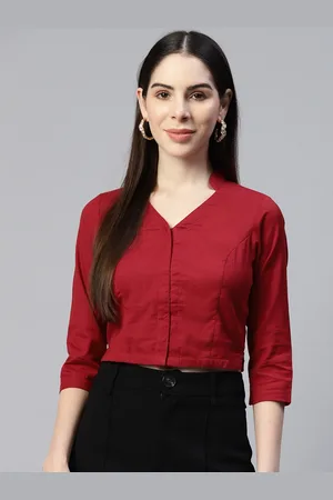Ayaany Mandarin Collar Blouson Crop Top