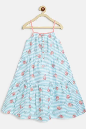Campana Girls Floral Printed Fit And Flare Cotton Dress