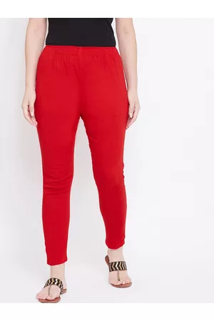 Castle Women Red Regular Fit Solid Regular Trousers