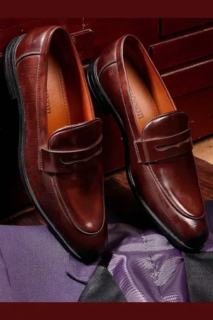 MUTAQINOTI Men Lightweight Leather Penny Loafers