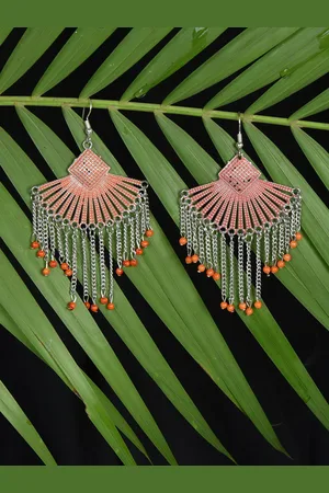 HOUSE OF ARLI Crescent Shaped Drop Earrings