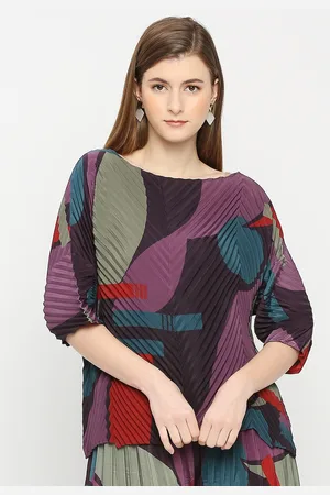 Cloth Haus India Abstract Printed Accordion Pleats Extended Sleeves Top