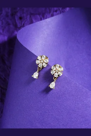 HOT AND BOLD Gold-Plated Zircon Floral Drop Earrings