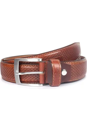 THE CLOWNFISH Men Brown Textured Leather Belt