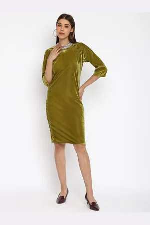 Mayra Jewel Neck Velvet Sheath Dress