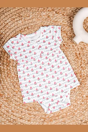 Nino Bambino Infant Girls Printed Organic Cotton Rompers