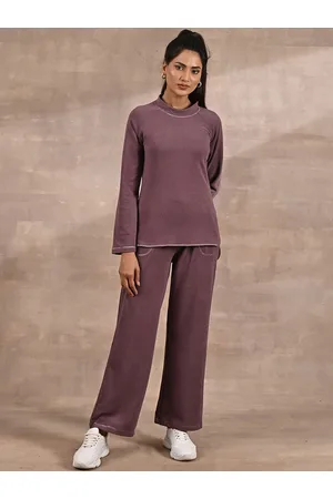 Lakshita Women Round Neck Long Sleeves Mid-Rise Velour Tracksuit