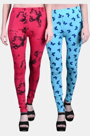 FRENCH KLEIDER Girls Pack Of 2 Printed Churidar-Length Cotton Leggings