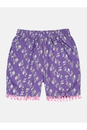 KiddoPanti Girls Conversational Printed Shorts