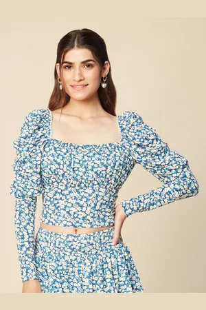 20Dresses Puff Sleeves Floral Print Crop Top