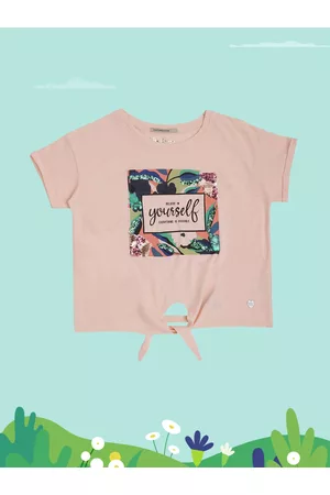Pepe Jeans Girls Pink Typography Printed Cotton T-shirt